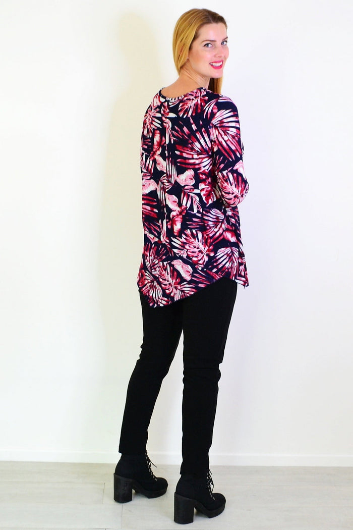 Red Ferns mesh layered tunic by Caroline Morgan, featuring a flowy design with intricate mesh details and a relaxed fit.
