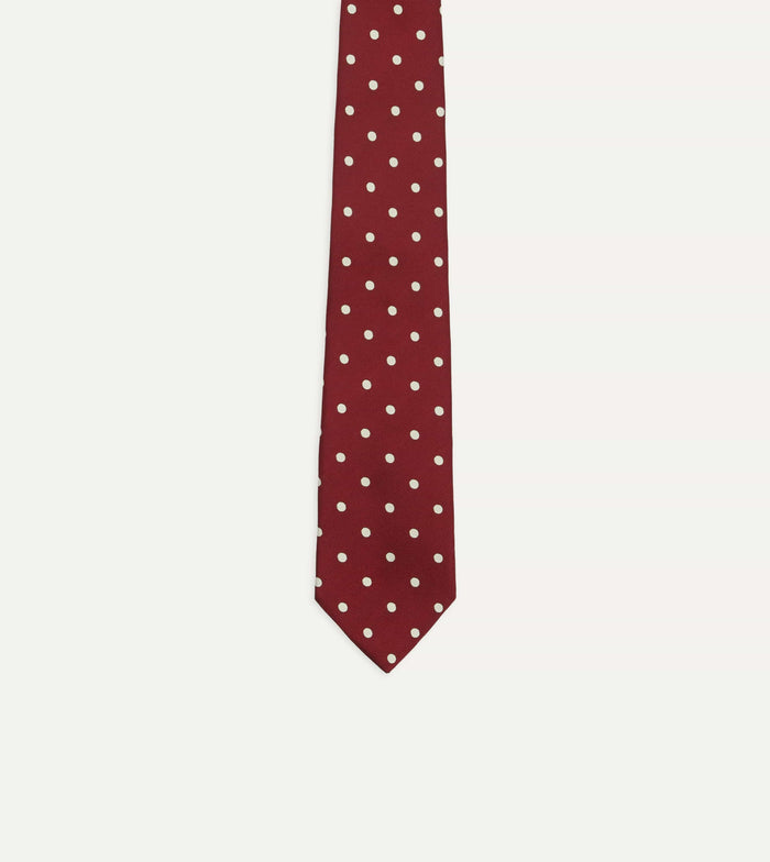 Red Polka Dot Silk Tipped Tie