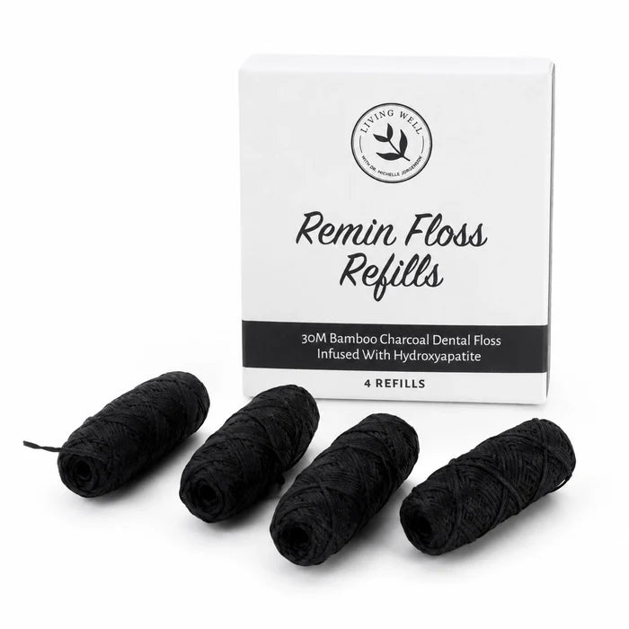 Remin Floss Refills 4-Pack – Hydroxyapatite-Infused Dental Floss Refill Spools
