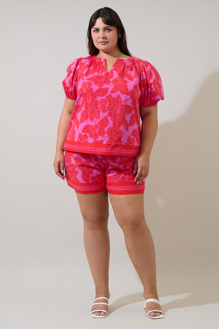 Rency Floral Arvery Pleated Shorts Curve