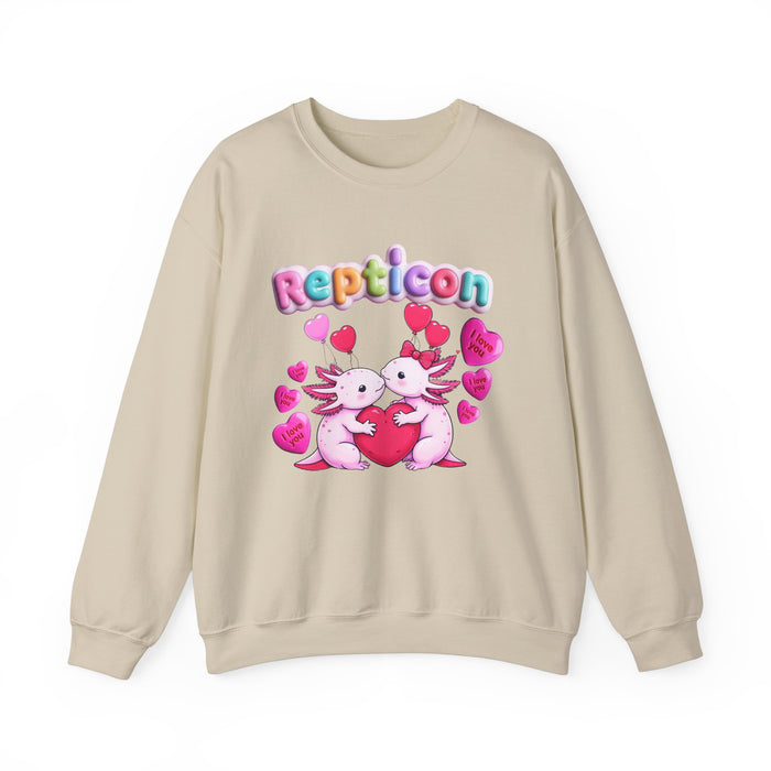 Repticon Unisex Heavy Blend™ Crewneck Sweatshirt w/ Valentine Axolotls