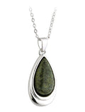 Rhodium Connemara Marble Tear Drop Pendant