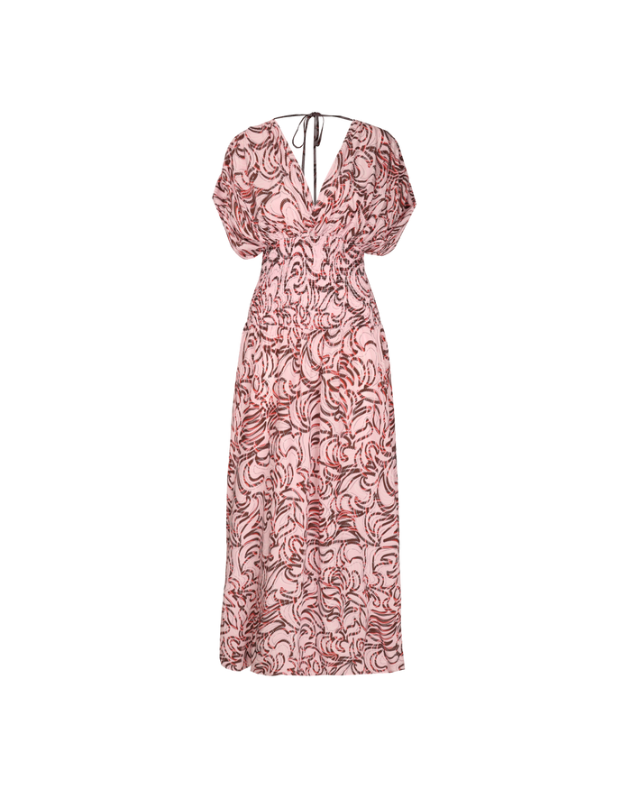 RILEY SHIRRED DRESS PINK SCATTER FLORAL