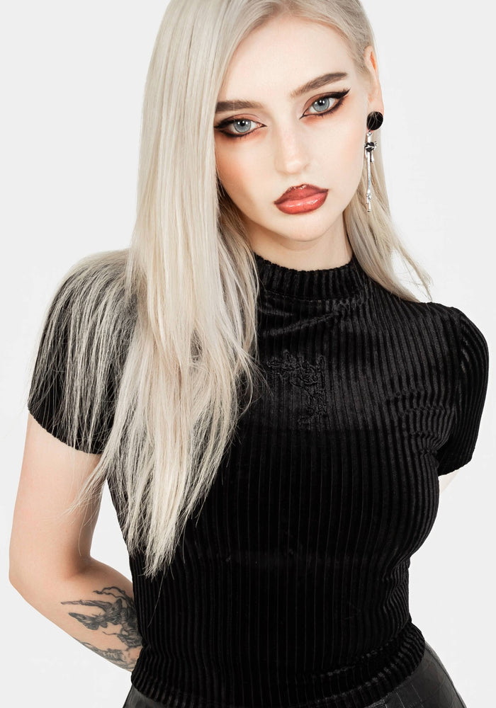 Rosaline Velour Rib Crop Top
