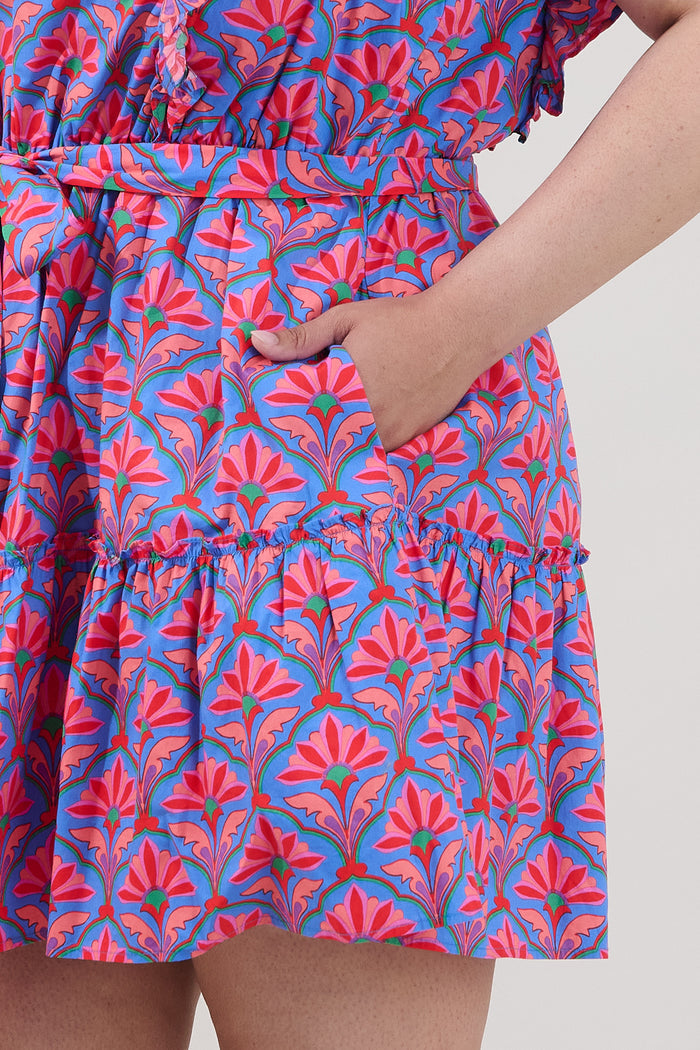 Rosy Ruffle Mini Dress Floral Curve