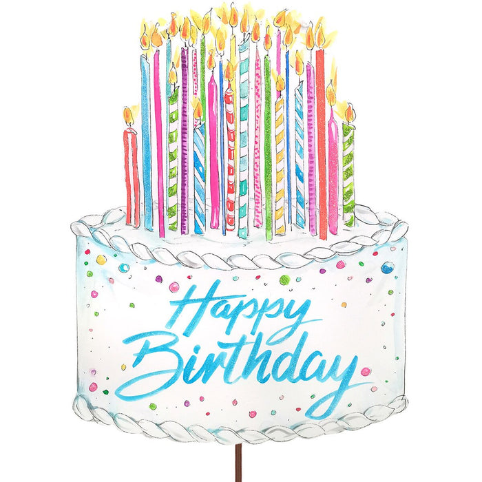Round Top Stake Happy Birthday Cake