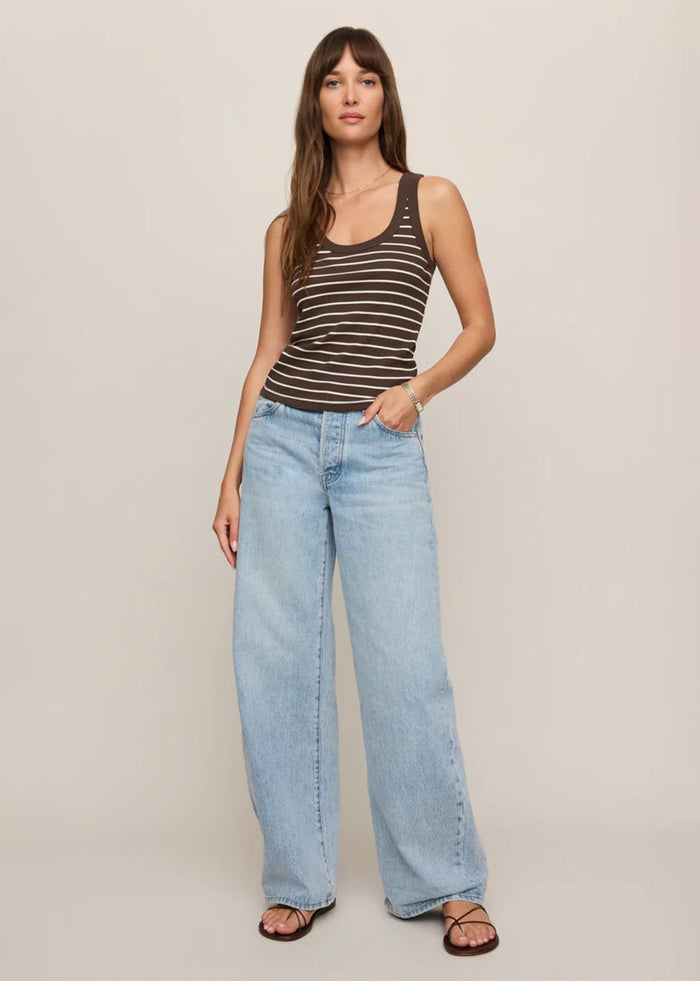 Rowe Striped Scoop Tank - Dark Chocolate