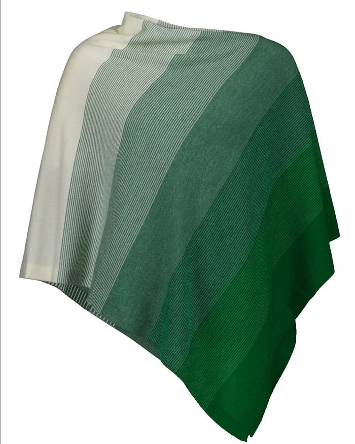 Royal Merino - 100% Merino Graduated Stripe Poncho (RM2341) Glade