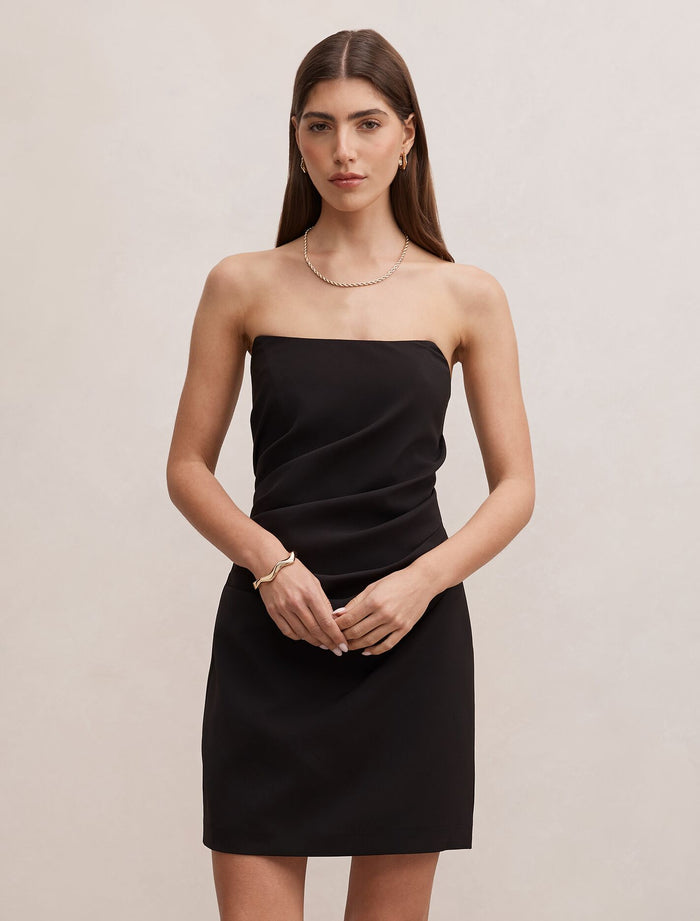 Rumi Draped Mini Dress Black Forever New