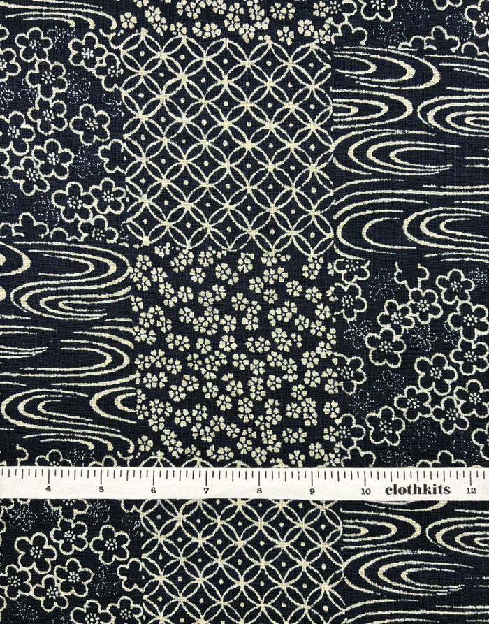 Sakura Patchwork Cotton Fabric, Sevenberry