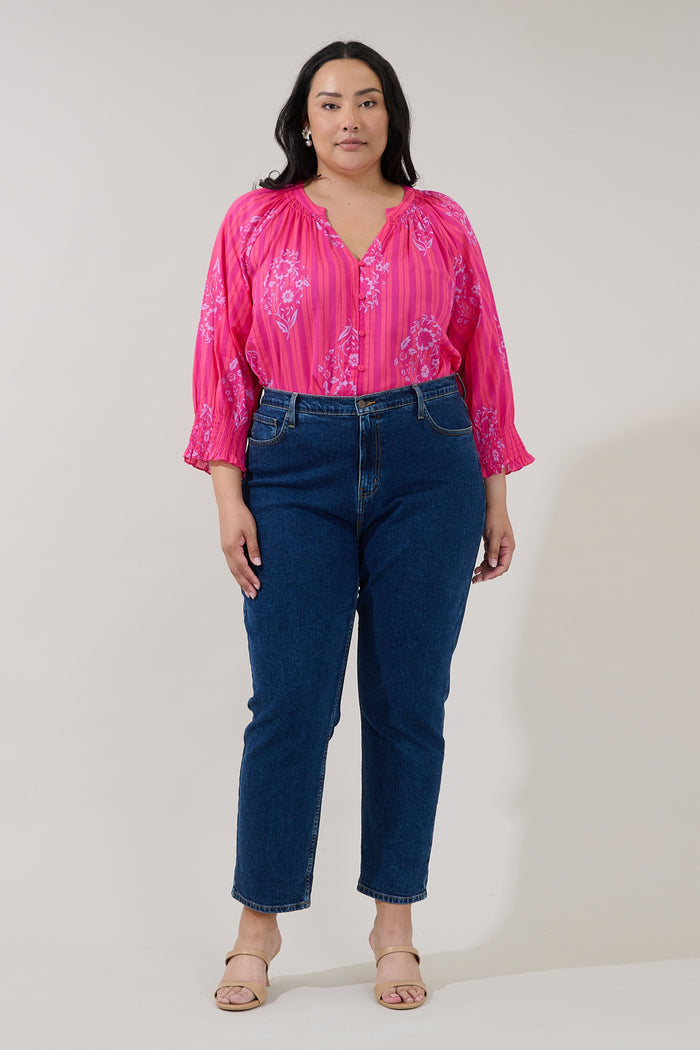 Samie Long Sleeve Button Down Top Freesia