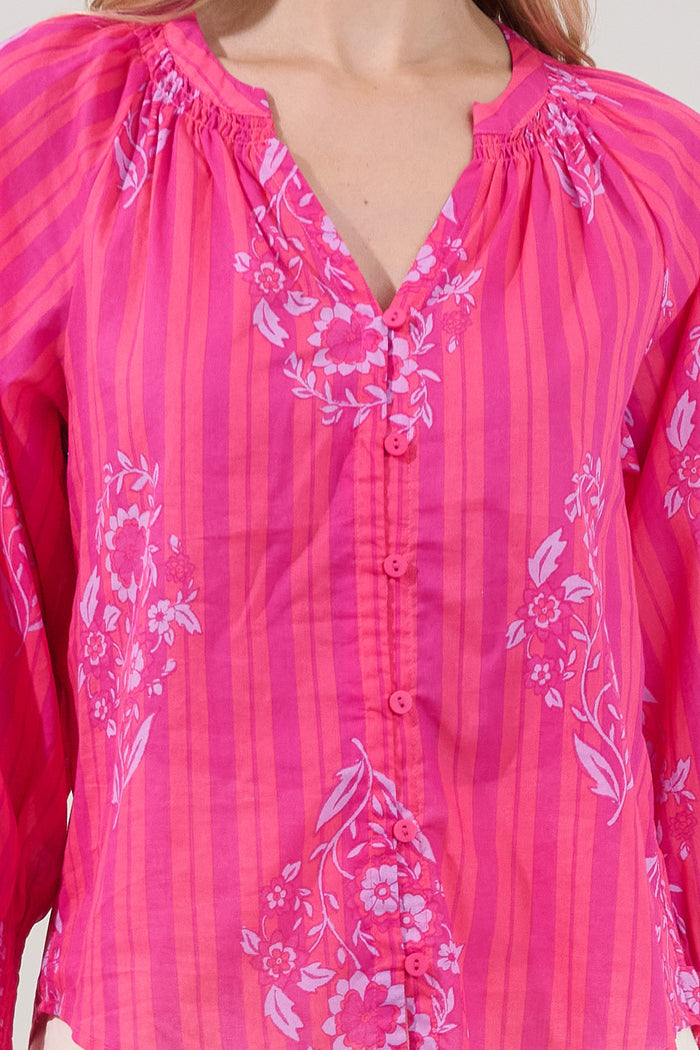 Samie Long Sleeve Button Down Top Freesia
