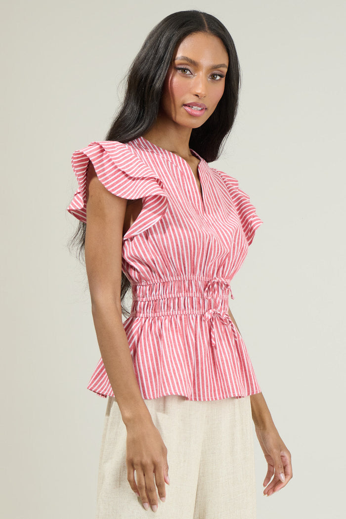 Sandy Striped Ruffle Top