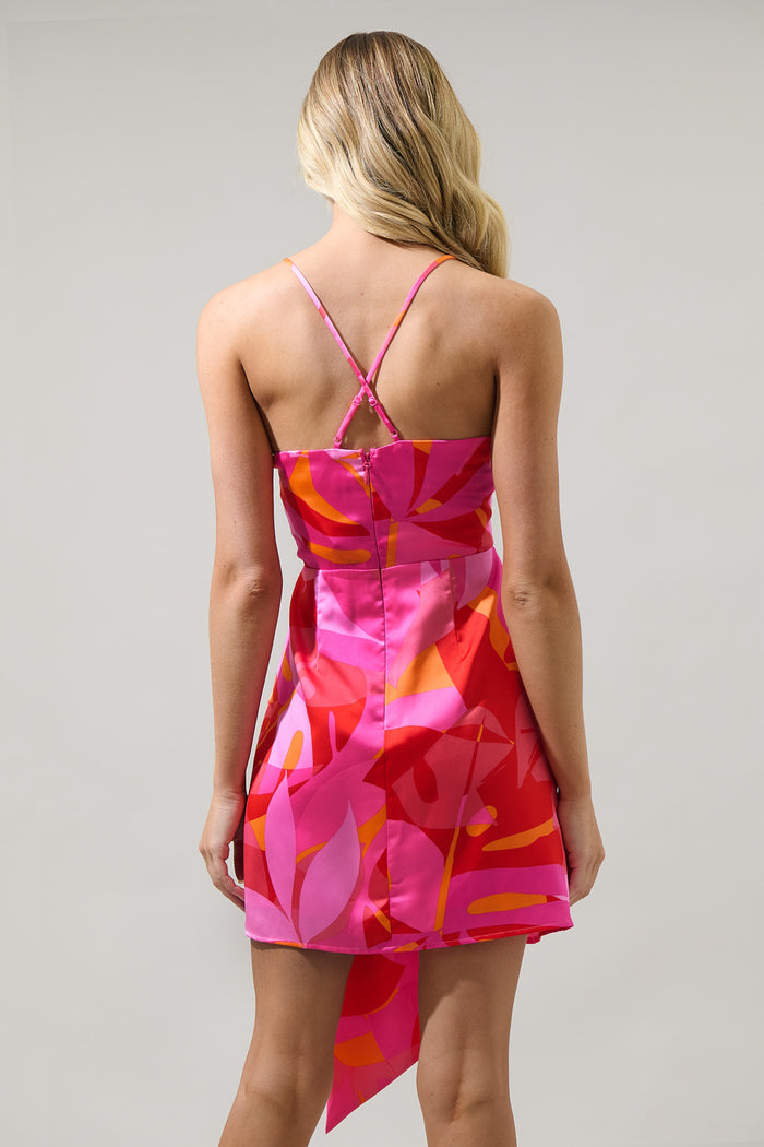 Sangria Abstract Jelina Faux Wrap Mini Dress