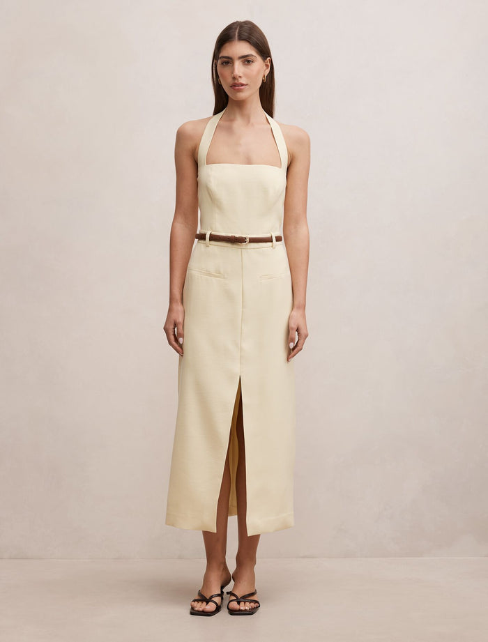 Sara Tailored Column Midi Dress Spring Daffodil Forever New