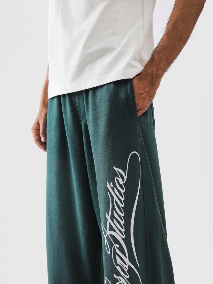 Washed finish on deep green cotton terry - GROOVY Pakistan