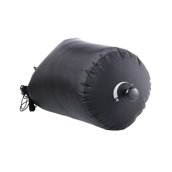 Sea To Summit Collapsible Pocket Shower showning the adjustable shower nozzle on a white background