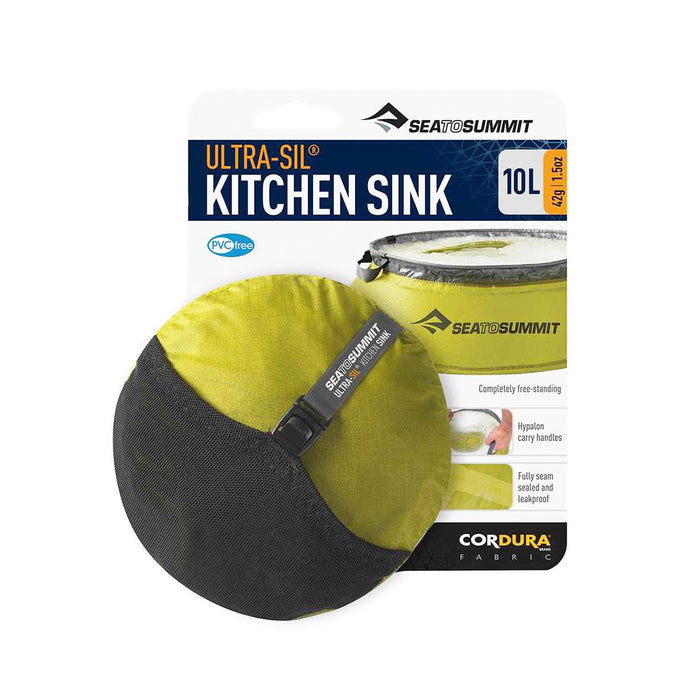 Sea To Summit Ultra-Sil Kitchen Sink 10 Litres photographed in its packaging on a white background