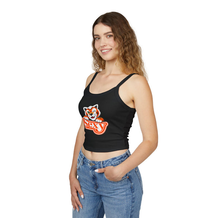 Sexy Tiger Crop Tank Top — Women's Spaghetti Strap Graphic Tank