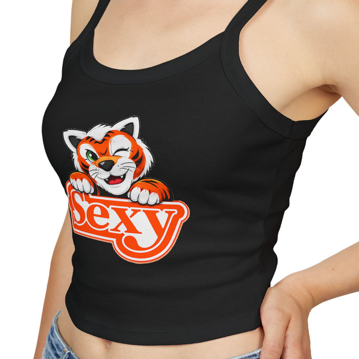 Sexy Tiger Crop Tank Top — Women's Spaghetti Strap Graphic Tank