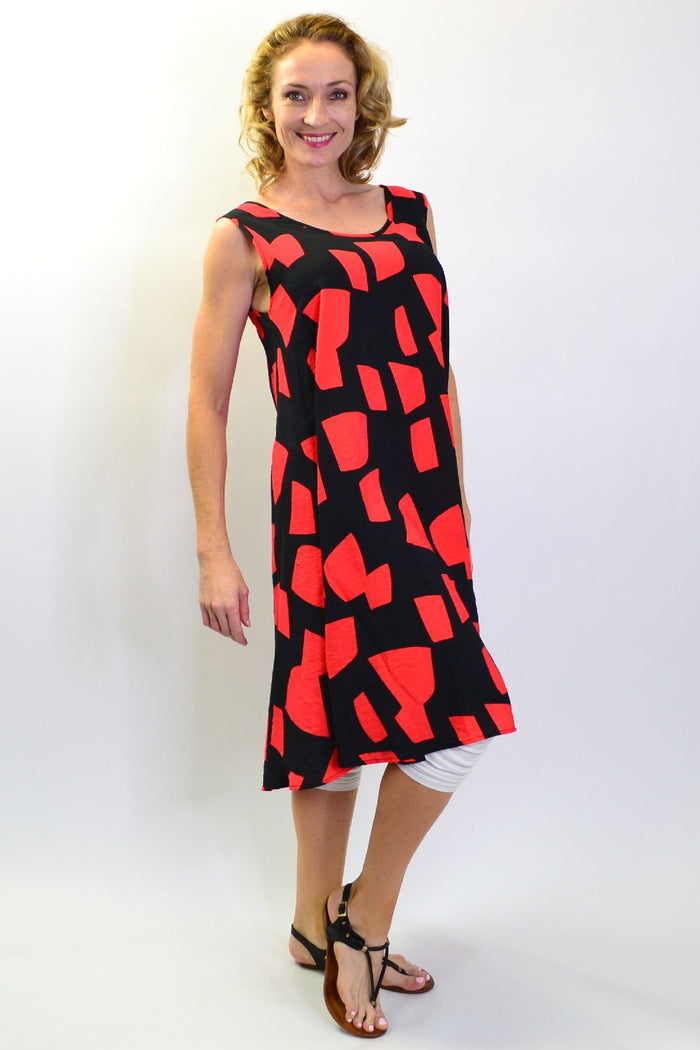 Cordelia St Shapes A Line Shift Tunic Dress displayed on a hanger, showcasing its relaxed fit and simple, stylish design.
