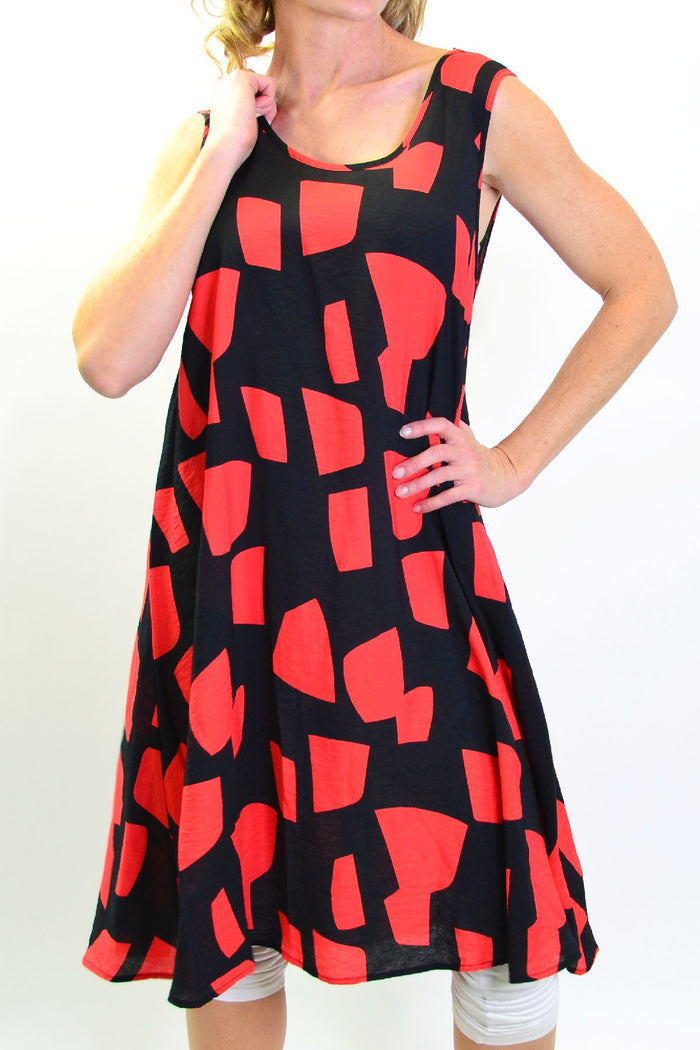 Cordelia St Shapes A Line Shift Tunic Dress hanging on a mannequin, showcasing its relaxed fit and stylish silhouette.