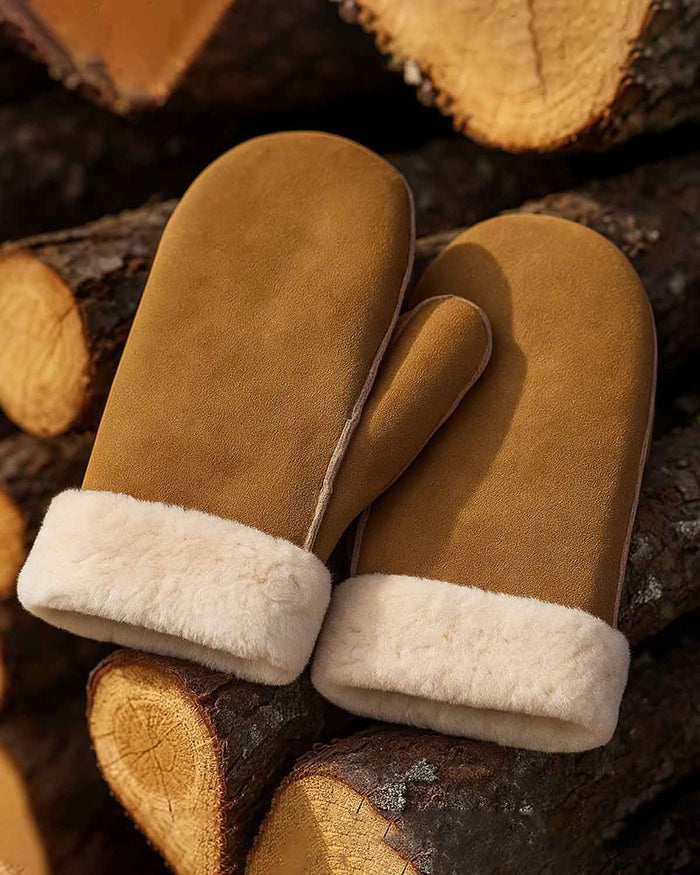Sheepskin Mitts - Tan - The Classic Boutique
