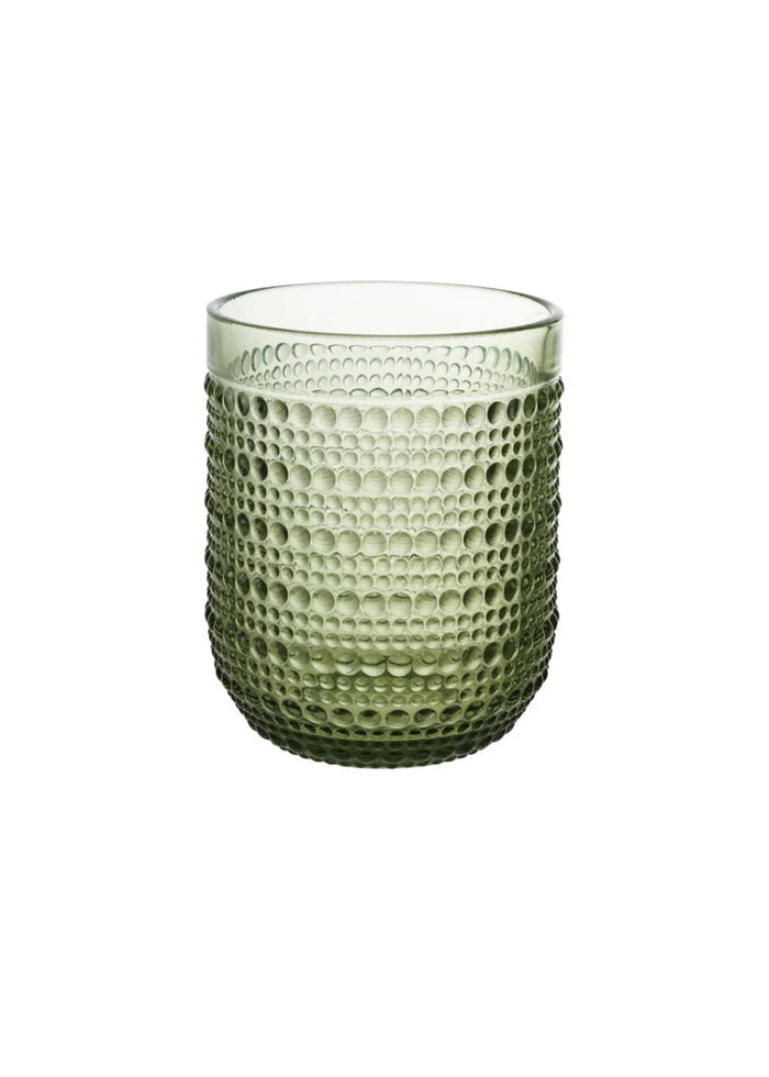 Short Green Hobnail Drinking Glass