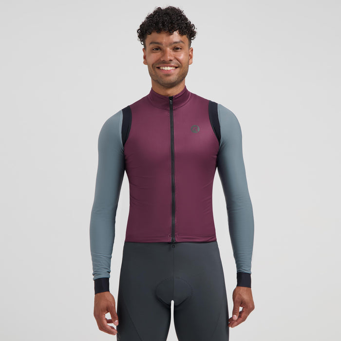 Rogelli Signature windstopper heren bordeaux gedragen voorkant.