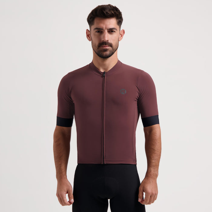 Rogelli Signature fietsshirt heren rood korte mouw gedragen voorkant.