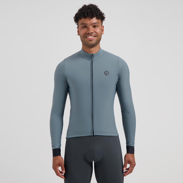 Rogelli Signature fietsshirt heren ardesia lange mouw gedragen voorkant.