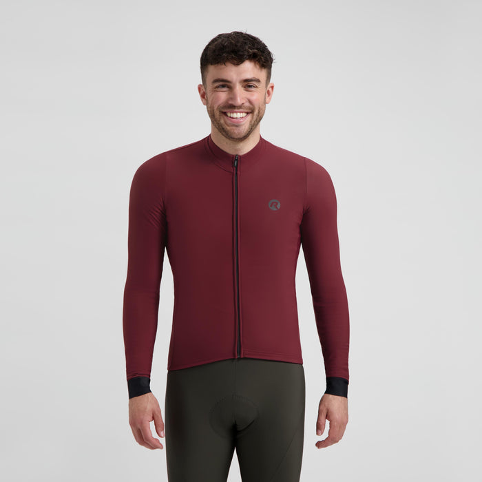Rogelli Signature fietsshirt heren rood lange mouw gedragen voorkant.