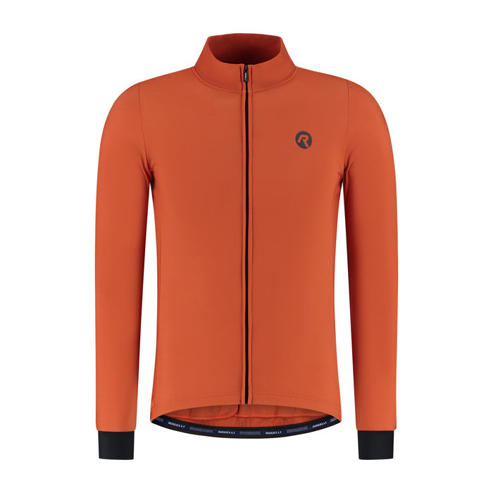 Rogelli Signature fietsshirt heren oranje lange mouw voorkant.