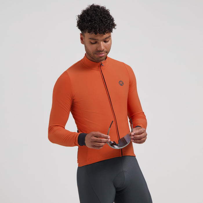 Rogelli Signature fietsshirt heren oranje lange mouw gedragen voorkant.