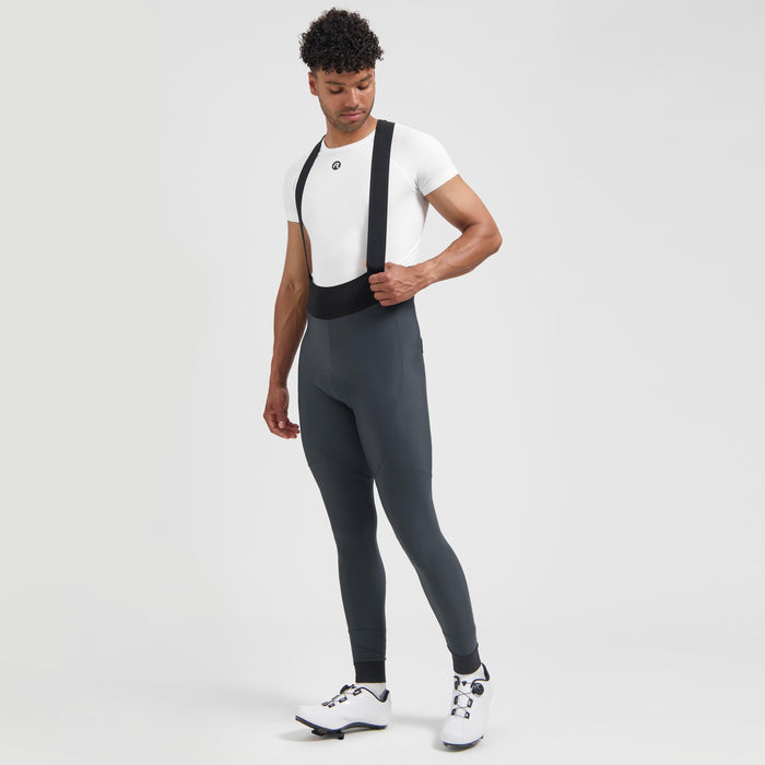 Rogelli Signature lange fietsbroek heren grijs gedragen voorkant.
