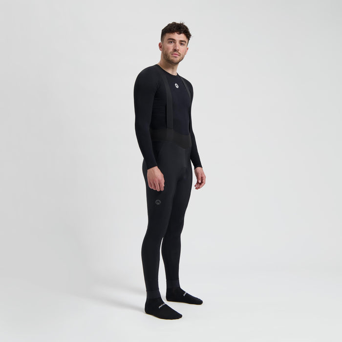 Rogelli Signature lange fietsbroek heren zwart gedragen voorkant.