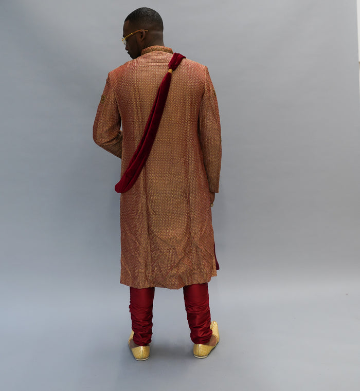 Silk  Embroidered Velvet Maroon Scarf