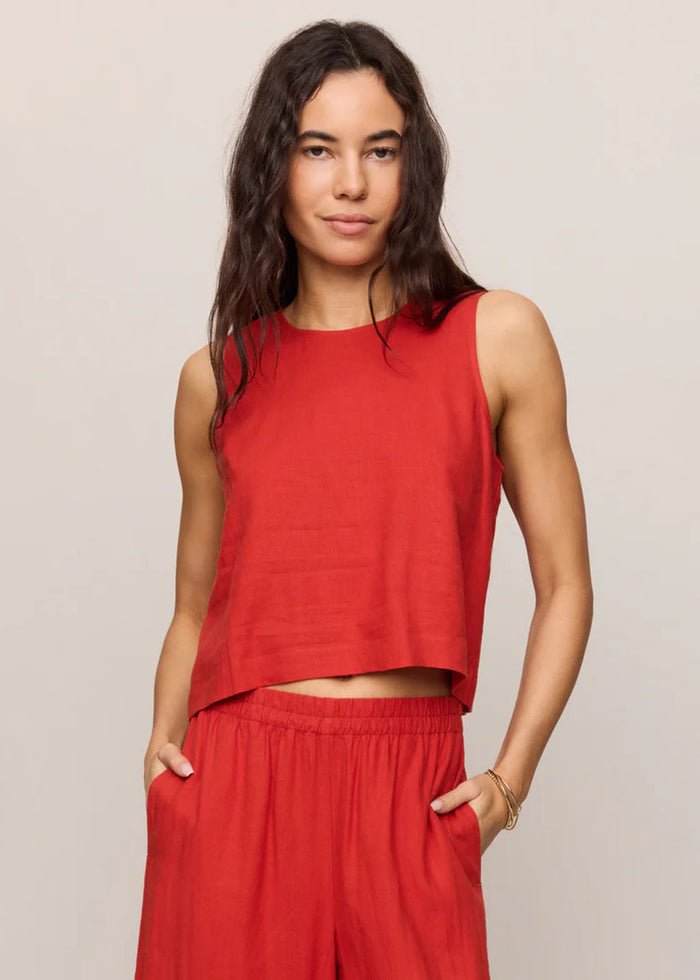 Sloane Linen Top - Chili Pepper