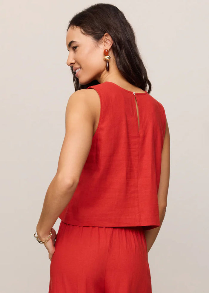 Sloane Linen Top - Chili Pepper