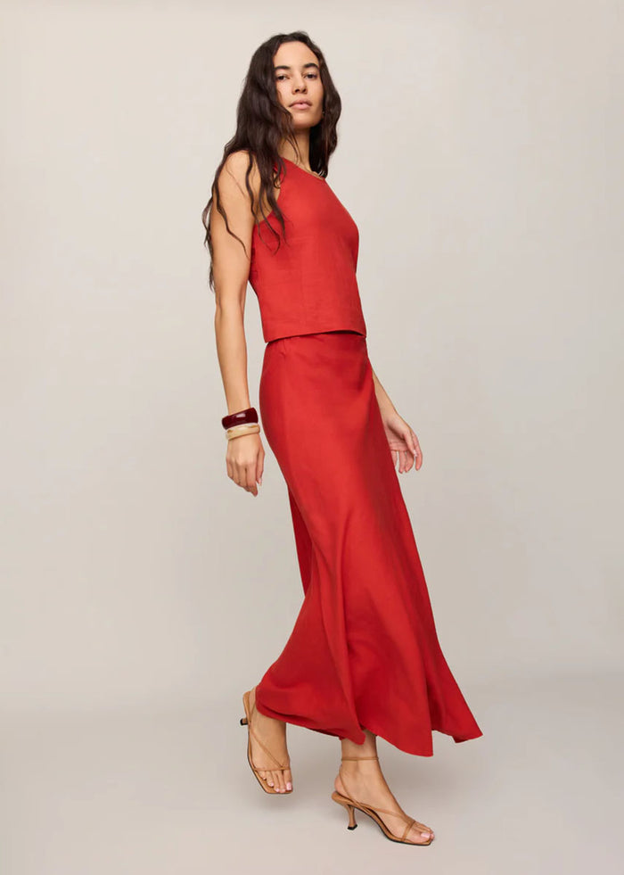Sloane Linen Top - Chili Pepper