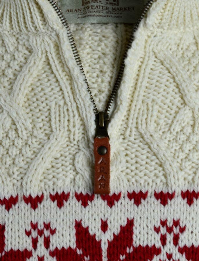 Pattern Detail from Winter Fair Isle Zip-Neck Aran Sweater #color_natural-cherry