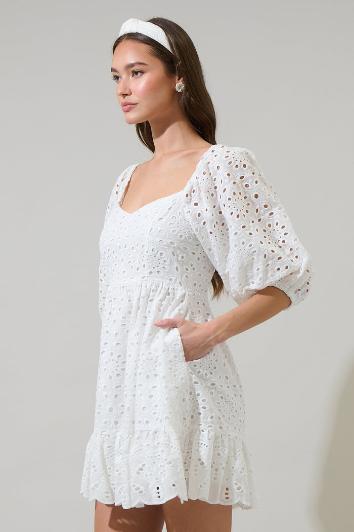 Sophy Eyelet Evy Sweetheart Mini Dress