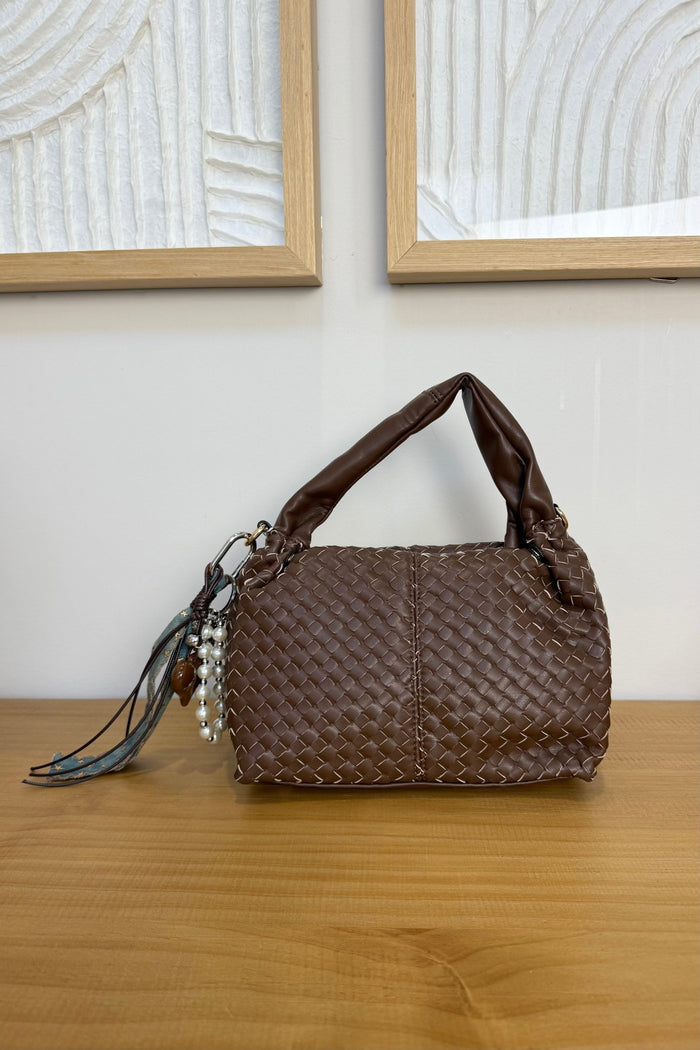 woven leather hand bag