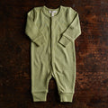 Stork Baby Pyjamas - Cotton Pointelle - Celadon