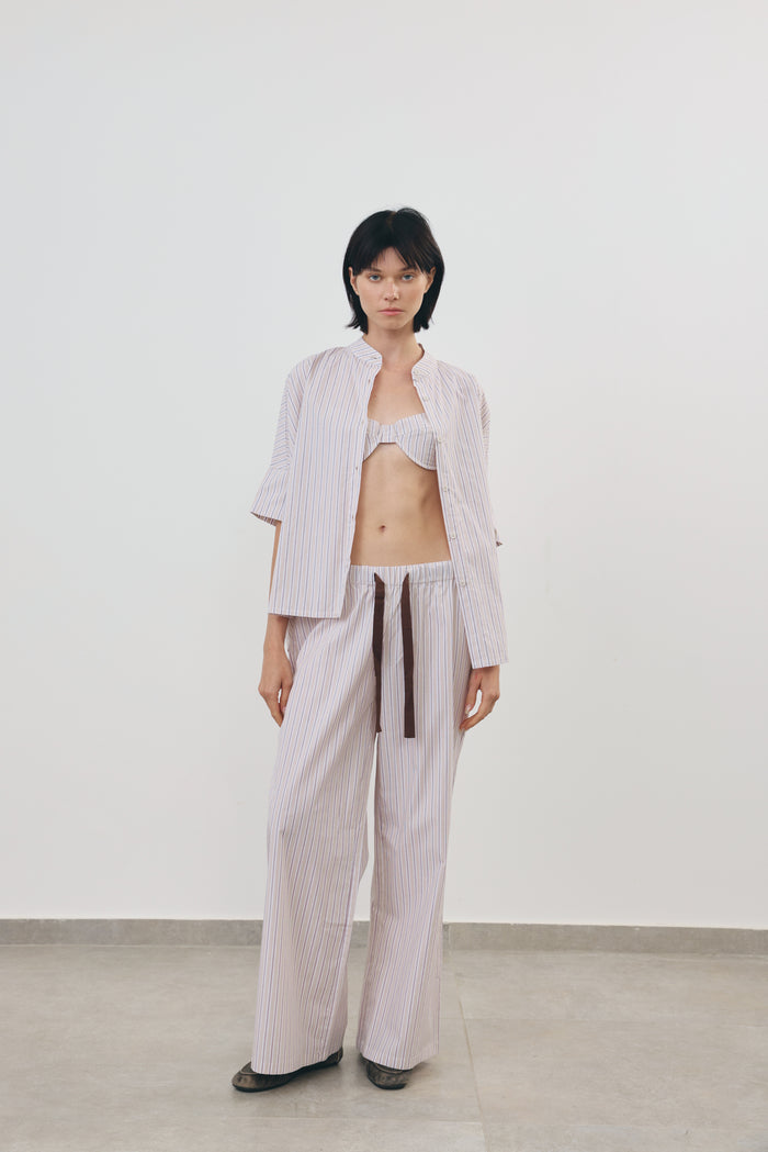 Stripe Wide-Leg Pants