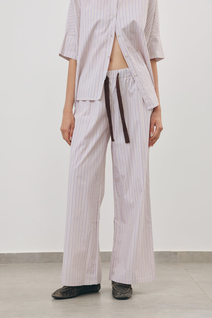 Stripe Wide-Leg Pants