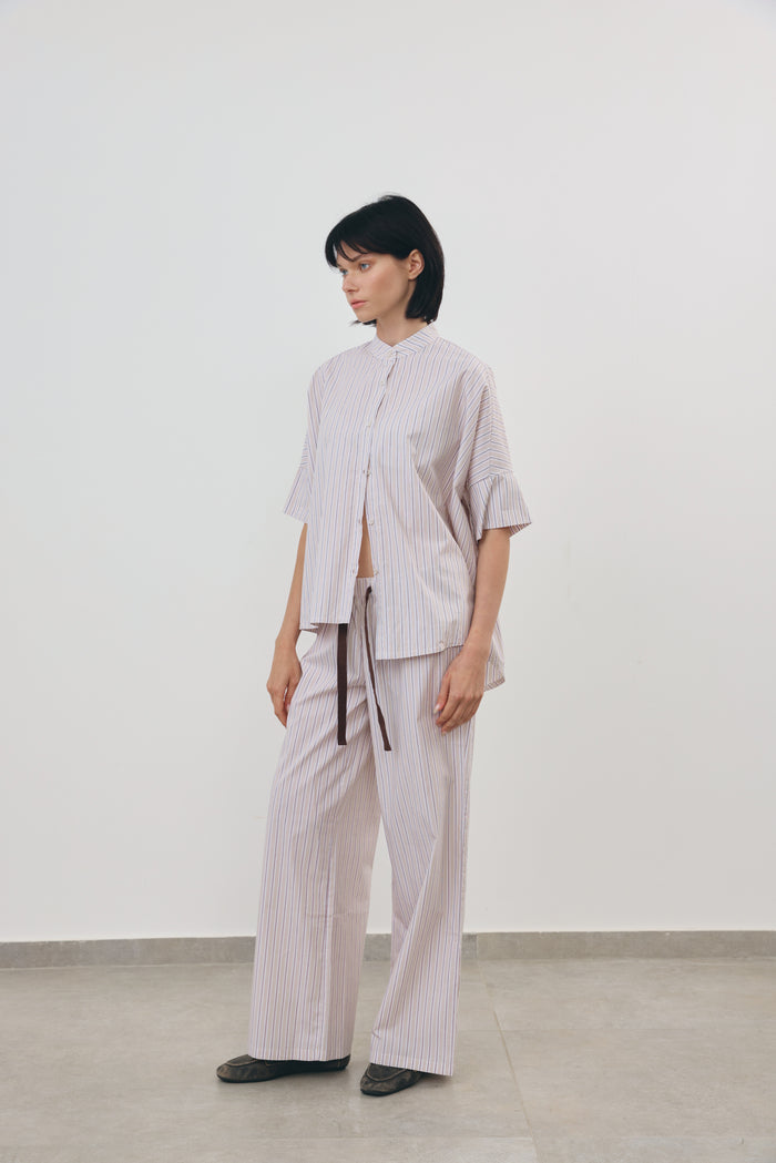 Stripe Wide-Leg Pants