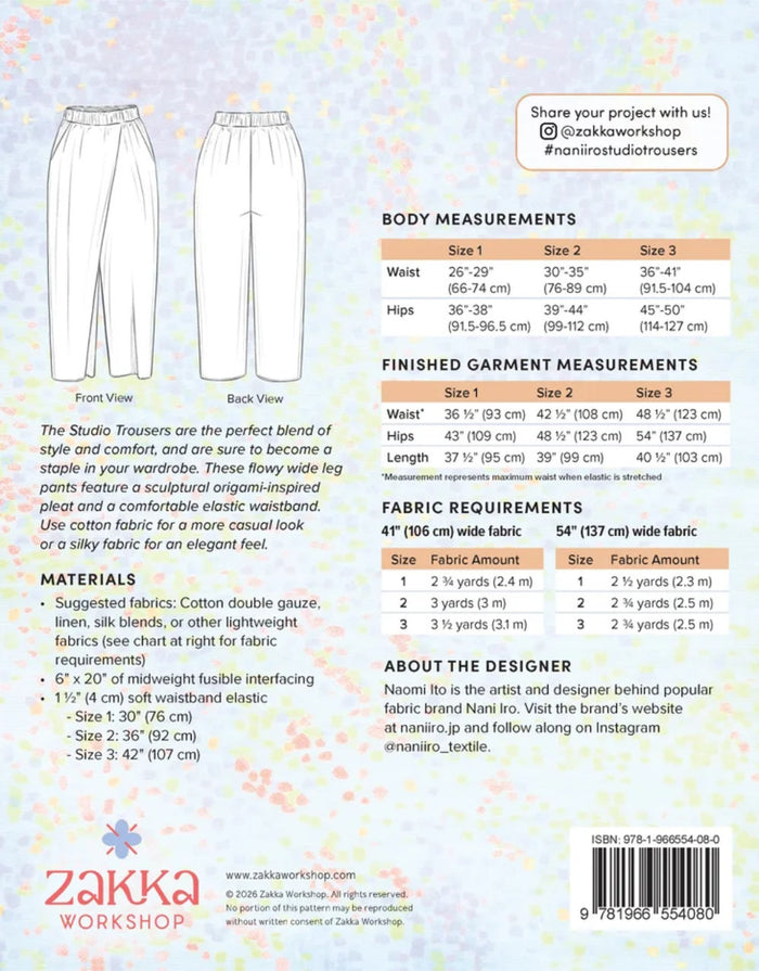 Studio Trousers Sewing Pattern, Naomi Ito for Nani Iro