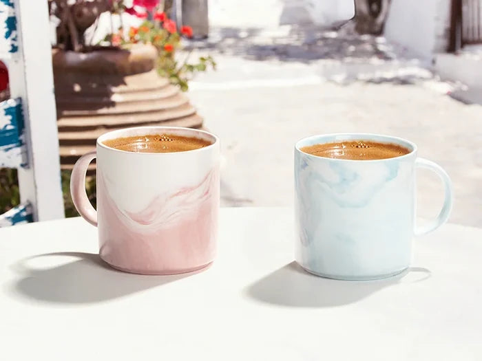 Sublimation Blanks 350ml Marble Texture Ceramic Stackable Mug (Light Blue)