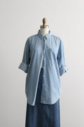 sunfaded denim button up